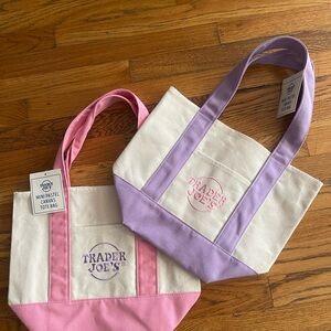 Trader Joe's Pastel Canvas Mini Bags - Pink & Purple